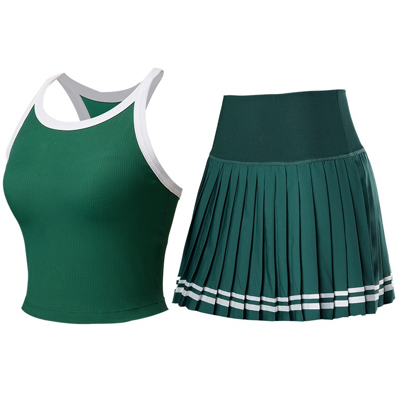 Nuevo conjunto de ropa de tenis de moda en una sola pieza de chaleco chaleco de tensión de color contraste ropa deportiva de yoga al por mayor