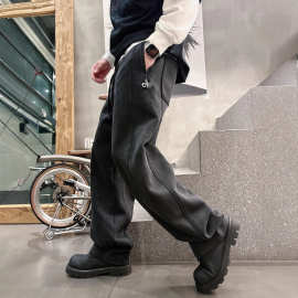 al/家秋季字母刺绣松紧腰针织运动裤男款百搭直筒显瘦休闲长裤