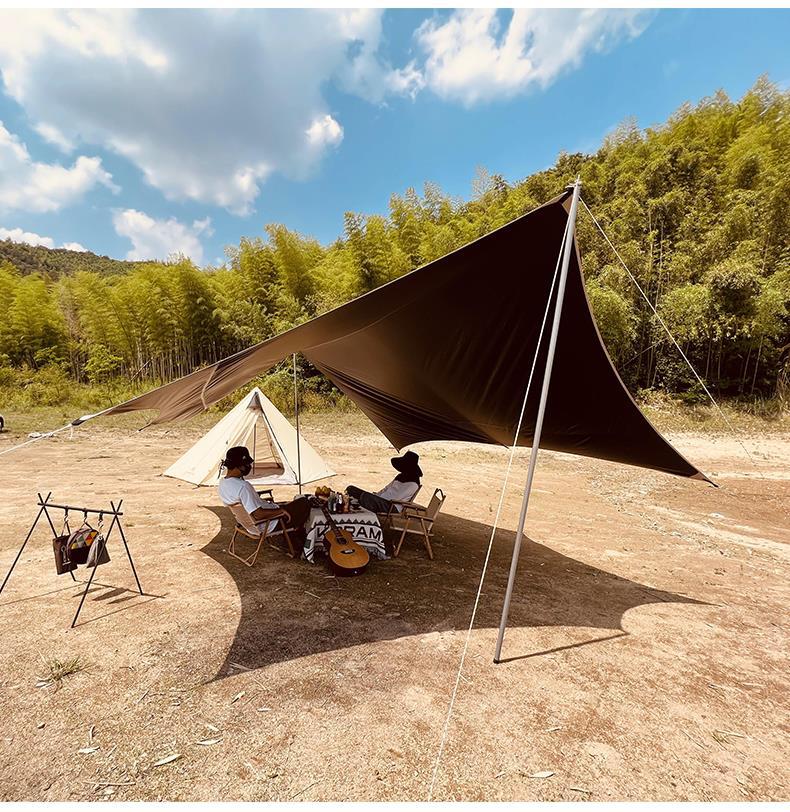 Black Glue Canopy Butterfly Outdoor Camping Tent Picnic Equipment Super Light Camping Black Glue Coated Hexagon Awning