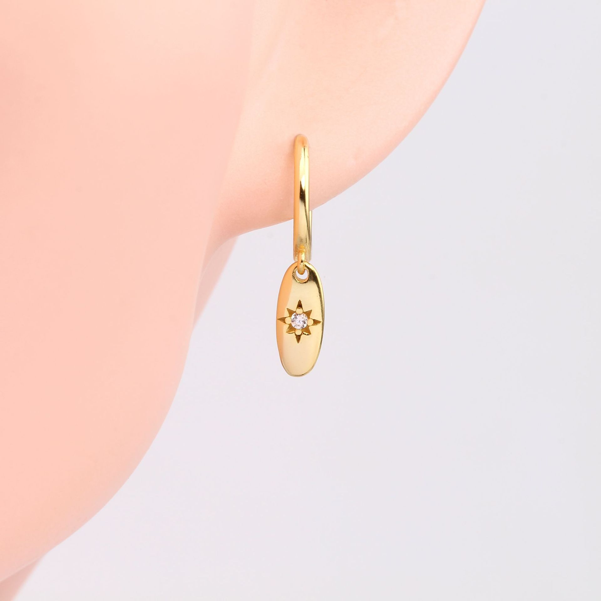 Electroplating Gold Plating Process 925 Sterling Silver Ear Needle Material 18K Real Gold Plated, Rhodium Plated Plating Material 1 Pair 925 Sterling Silver Zircon Star Drop Earrings