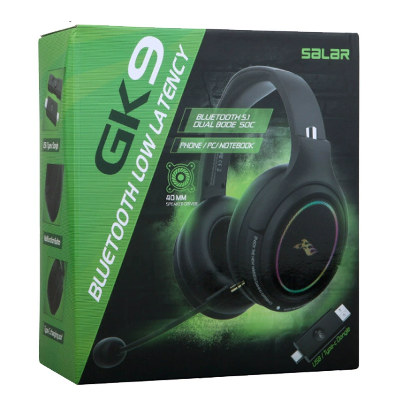 Готовый кросс-бордный новый продукт GK9 беспроводная Bluetooth гарнитура, гарнитура 2.4G с задержкой ноль, игровая гарнитура с RGB подсветкой розовая