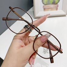 小红书棕色素颜眼镜框架防蓝光圆脸显瘦近视有度数眼睛镜女学生潮