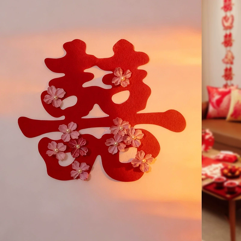 Wedding room layout happy words wedding special 囍 set large and small happy word stickers bedroom door window decoration red double happiness