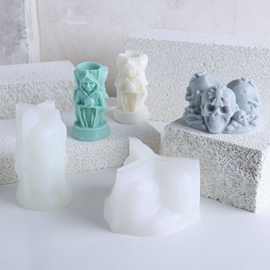 万圣节女巫蜡烛硅胶模具 DIY骷髅头万圣节日氛围蜡烛滴胶石膏磨具