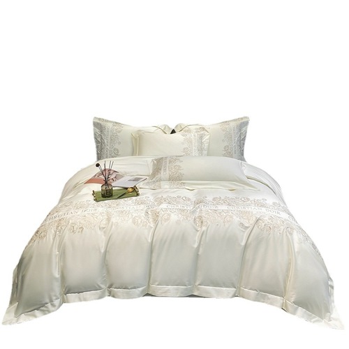 Light Luxury 140-Thread Long Staple Cotton All-Cotton Quilt Set with High-End Floral Embroidery Soft Cotton Bedspread Bedding