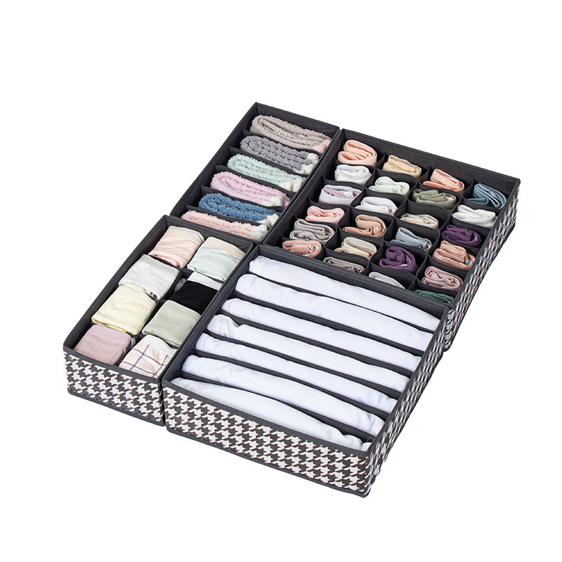 Set de 4 cajas de almacenamiento de tela no tejida, organizadores para ropa interior y calcetines