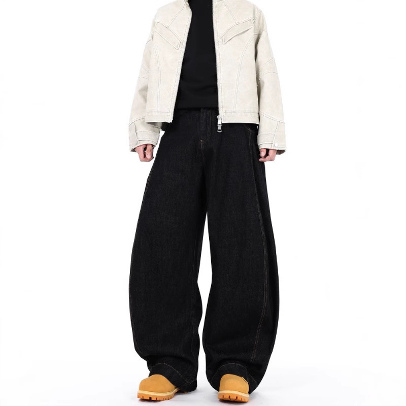 Summer Thin American Style Retro Black Wide Leg Machete Jeans Unisex Loose Tannin Black Straight Casual Trousers