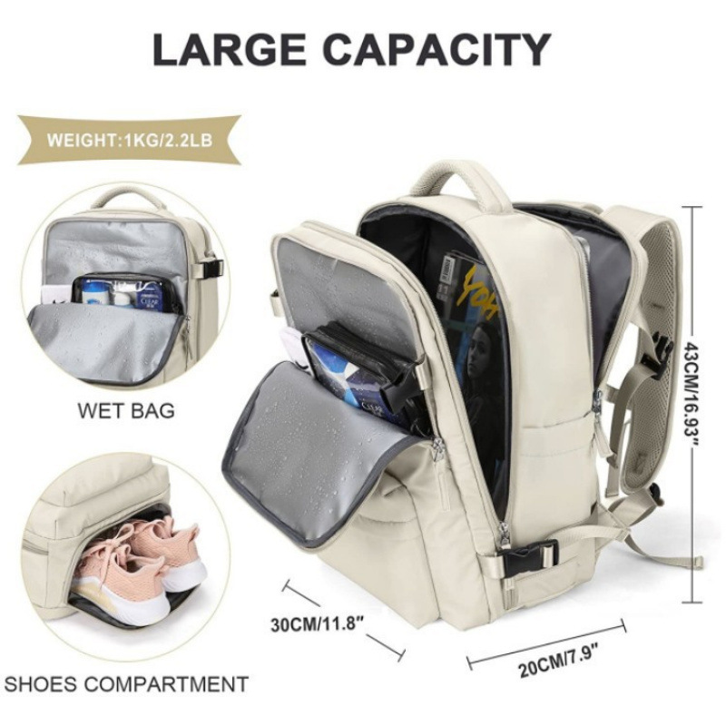 Bolsa de viaje de gran capacidad en stock bolsa de lavado bolsa de almacenamiento portátil bolsa de lavado de viaje conjunto de almacenamiento de mochila de hombro USB