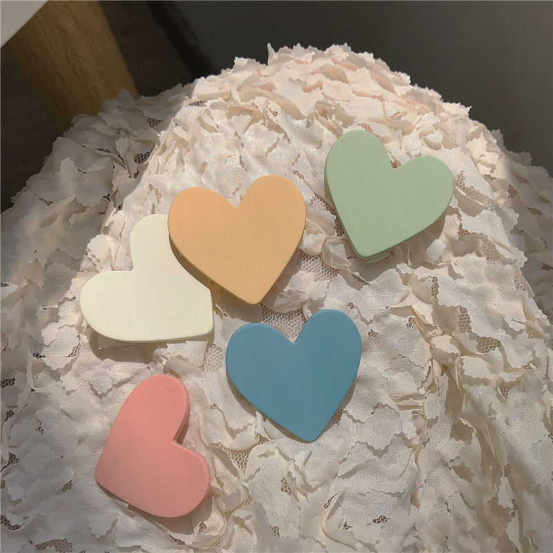 彩色愛心髮夾~側邊夾馬卡龍色系2021春夏季新款桃心發卡邊夾髮飾
