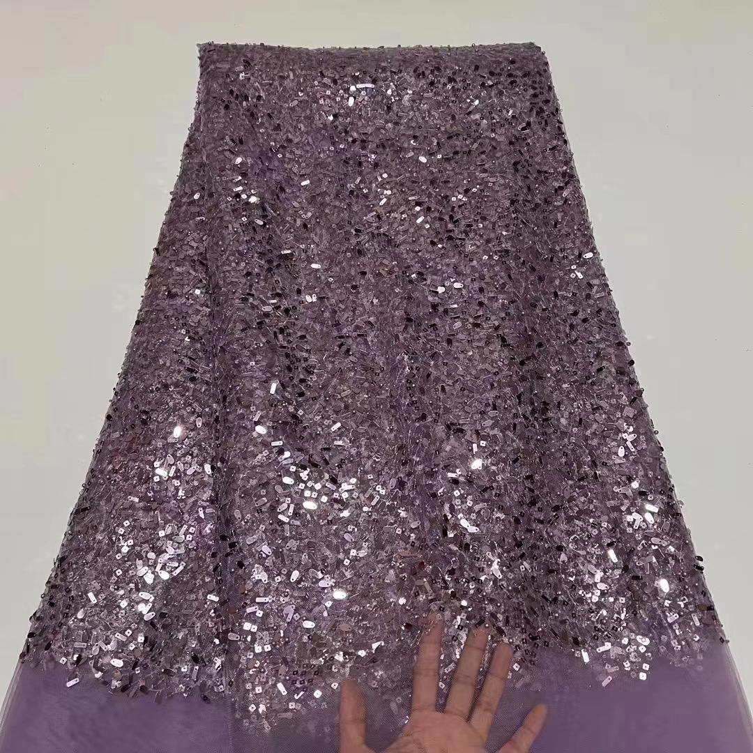 Vintage lentejuelas bordado de malla encaje europeo y americano vestido fiesta brillante parche bordado tela JX2896