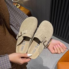 厂家勃肯男女新款半拖鞋软木平底包头博肯鞋一脚蹬复古厚底大头鞋