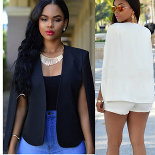 Simple Spring Cross-Border European and American Style Street New Sexy Fashion Black and White Two-Color Suit Small Jacket Trendy