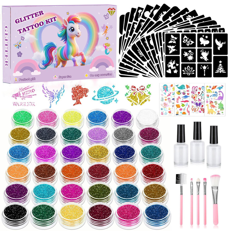 New Arrival Glitter Powder Set 36 Colors Tattoo Set Simple Children's Diamond Glitter Temporary Painted Set
