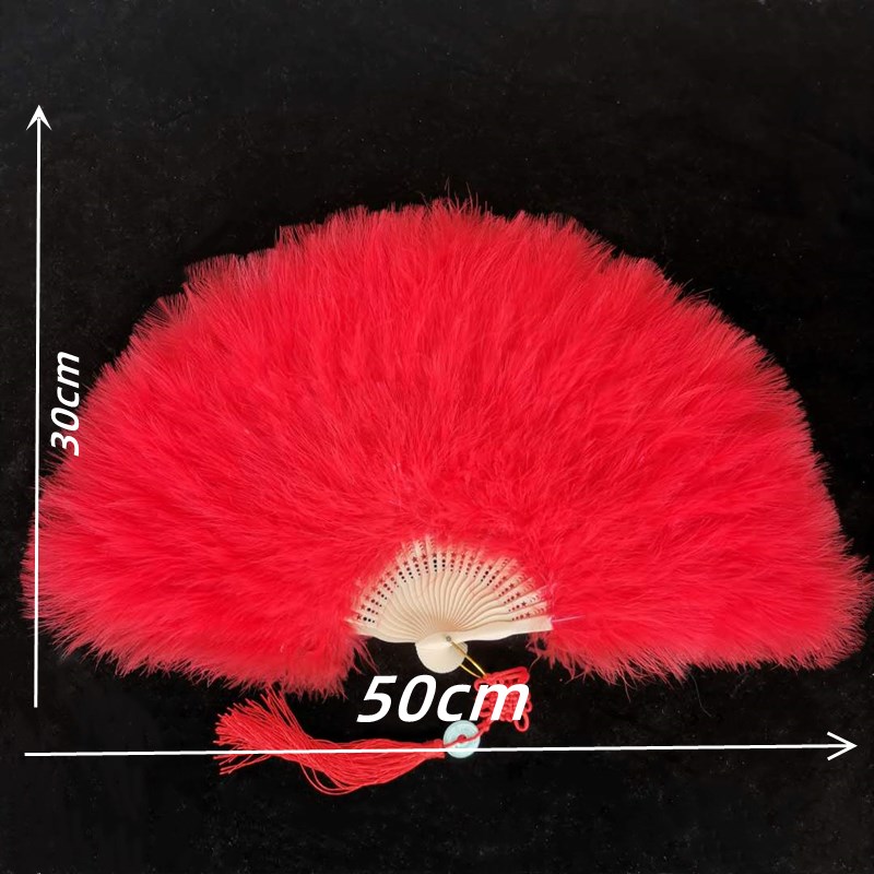┈羽毛扇子舞蹈扇表演旗袍走秀广场舞网红白色羽毛扇标准扇折