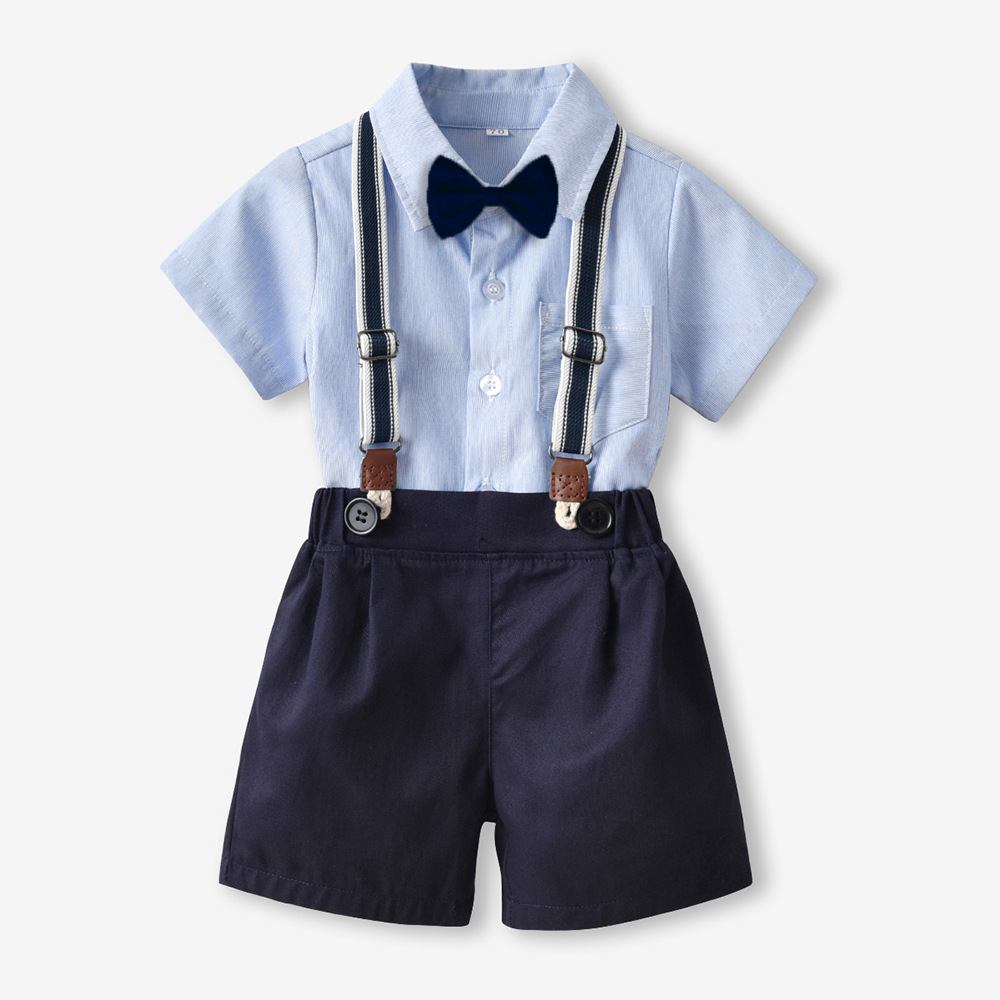 男の子の夏服のスーツの新型の洋気の赤ちゃんのネットの赤い流行のシャツの半袖の子供のシャツの夏の男の子のシャツ