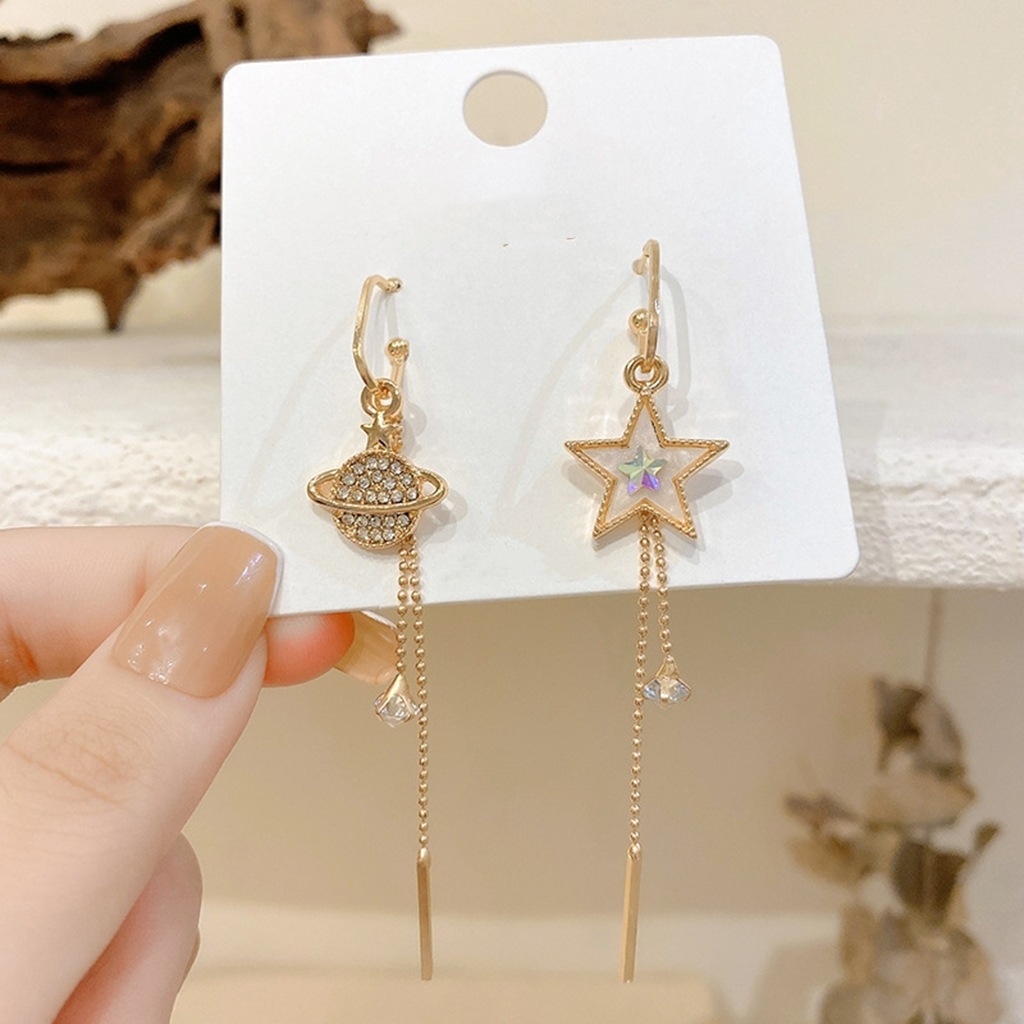 1 Pair Simple Style Star Inlay Alloy Rhinestones Drop Earrings display picture 4