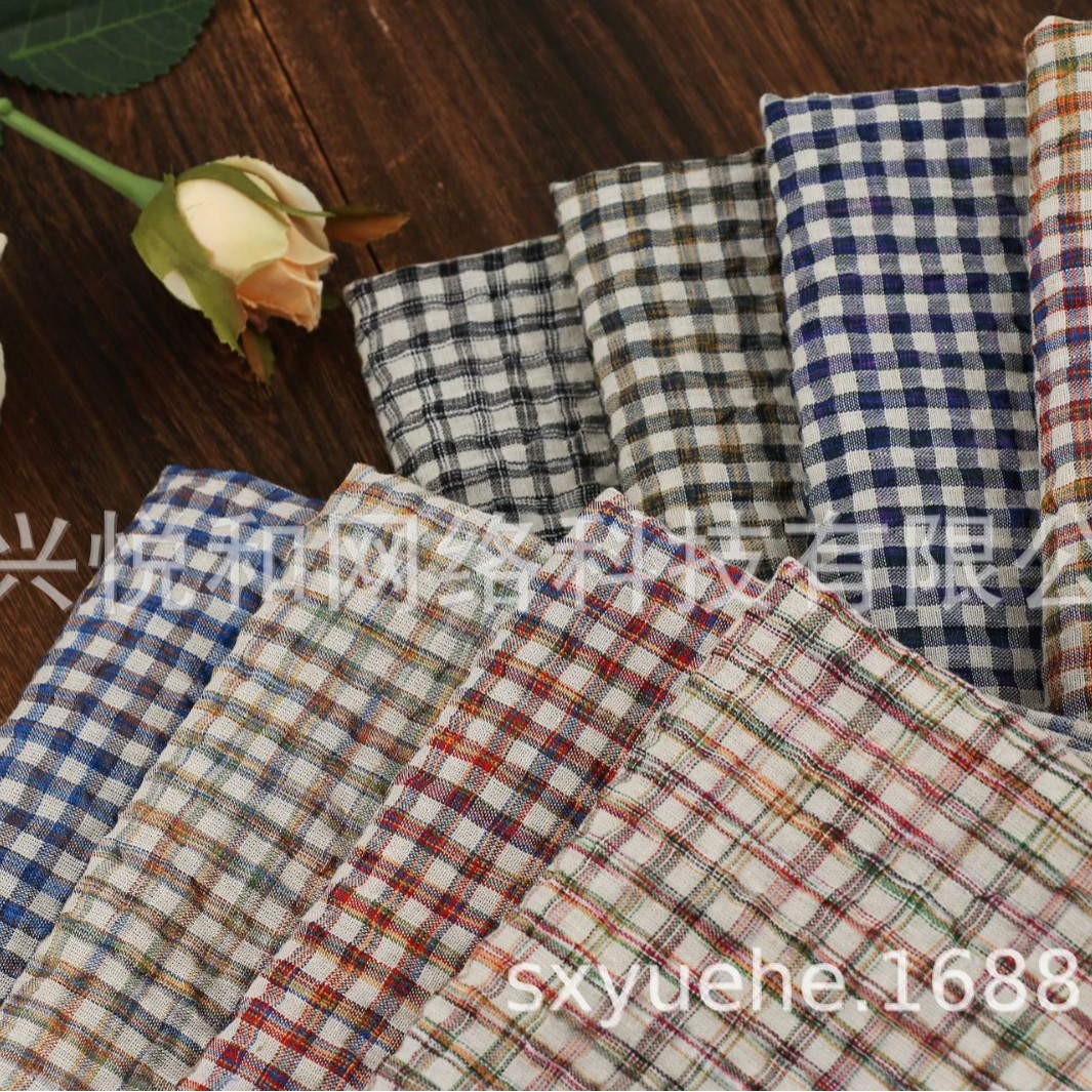 现代 怀旧 格子色织麻棉 流行时装面料
