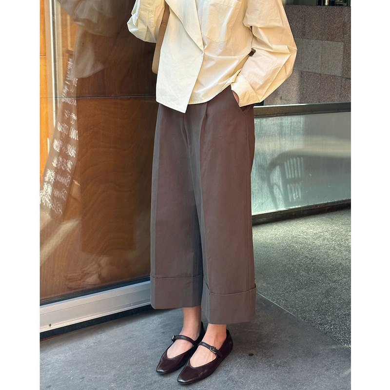 [No Return, No Change] Women's 2024 Pants Korean Style New High Waist Wide Leg Loose Cotton Pants 33117