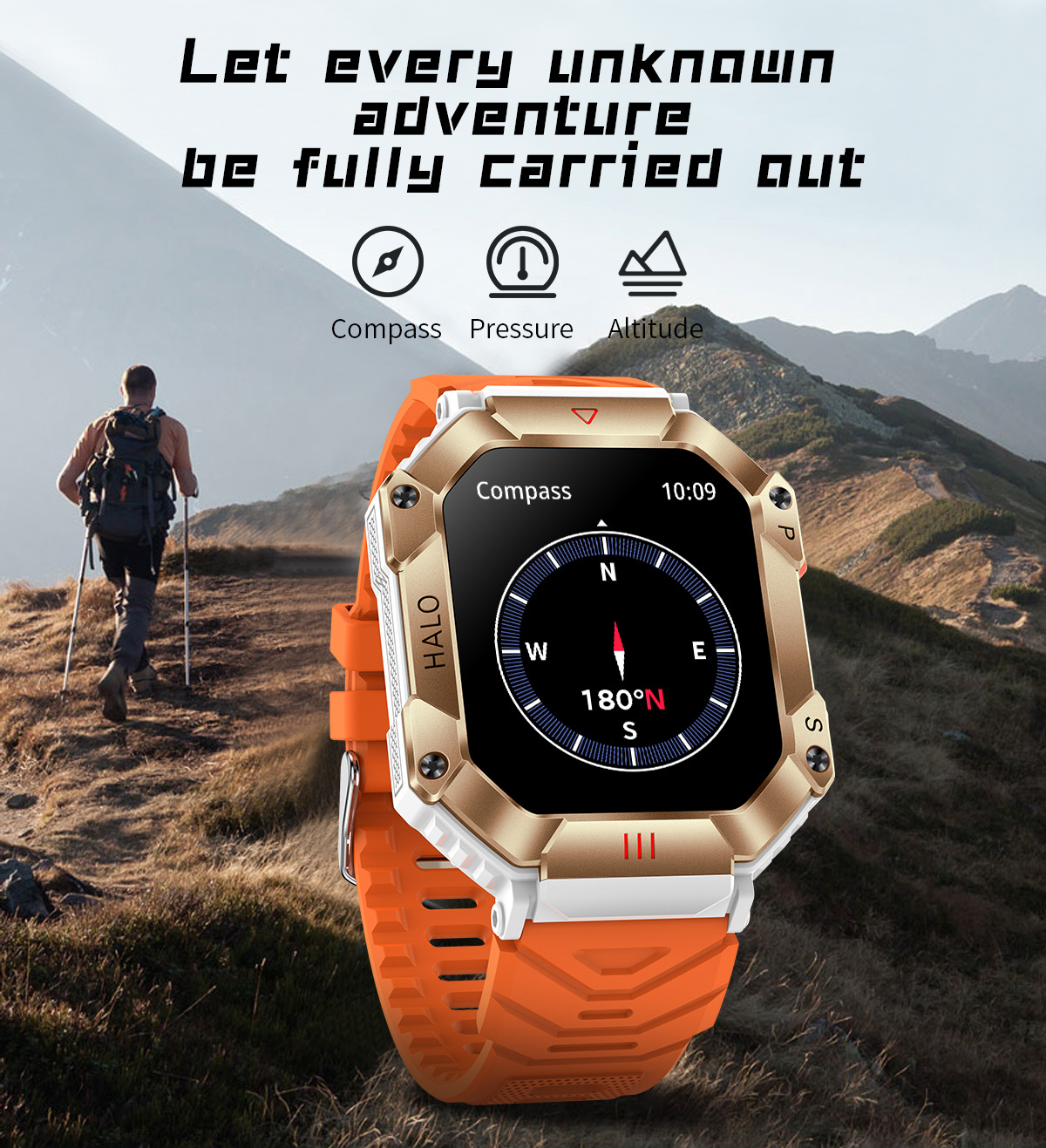 Smart Watch KR80 Men Outdoor Sports Fitness Tracker Bluetoot_voghion.com