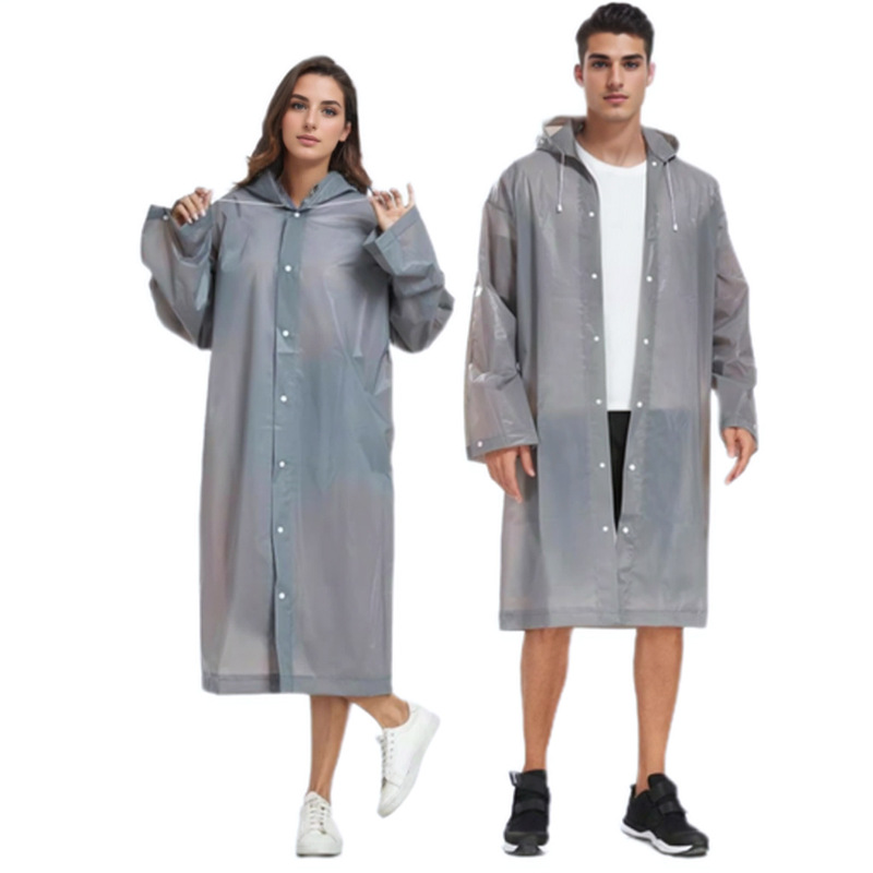 Eva Raincoat Disposable Raincoat for Adults Frosted Portable One-Piece Semi-Transparent Hiking Thickened Rain Poncho Waterproof