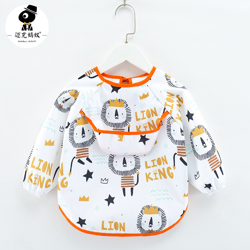 Mono para niños impermeable de manga larga anti-vestirse bebé comiendo ropa delantal bebé mono de bebé babero ropa de protección