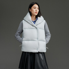 泡芙90白鹅绒羽绒马甲女款外穿高端连帽背心加厚宽松保暖外套短款