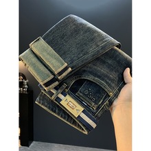 2025新款美式休闲微哈伦小脚牛仔裤男秋季百搭修身显瘦锥形小脚裤