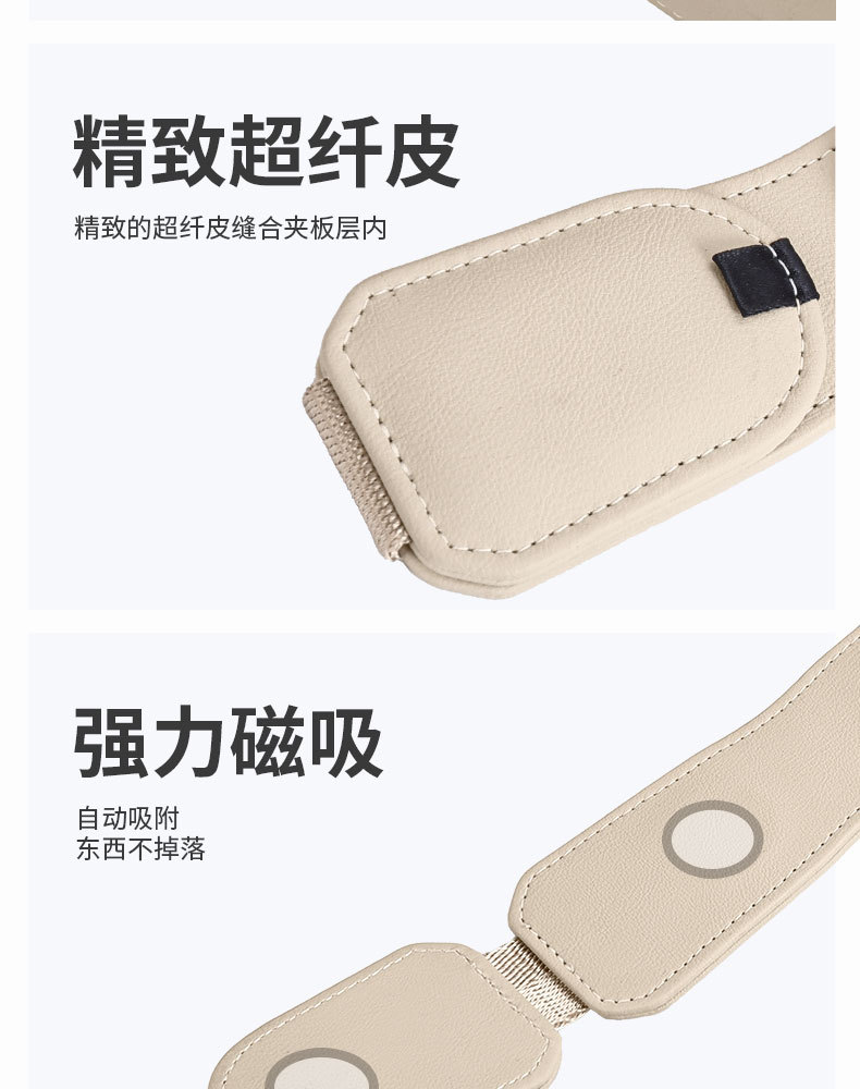 Car Sun Visor Dual-Slot Magnetic Glasses Clip Leather Dual-Compartment Sunglasses Storage Clip Car Interior Glasses Organizer