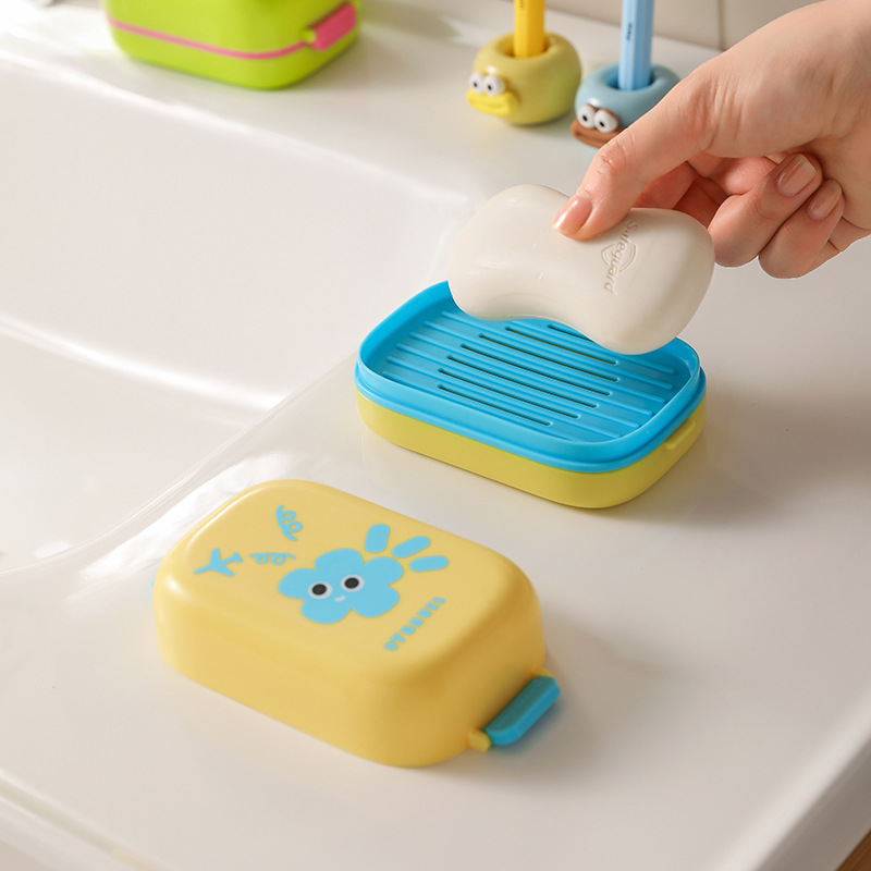 Caja de jabón de doble drenaje de dopamina de viaje portátil con tapa de alto valor con esponja Caja de jabón higiénico para el hogar y el baño