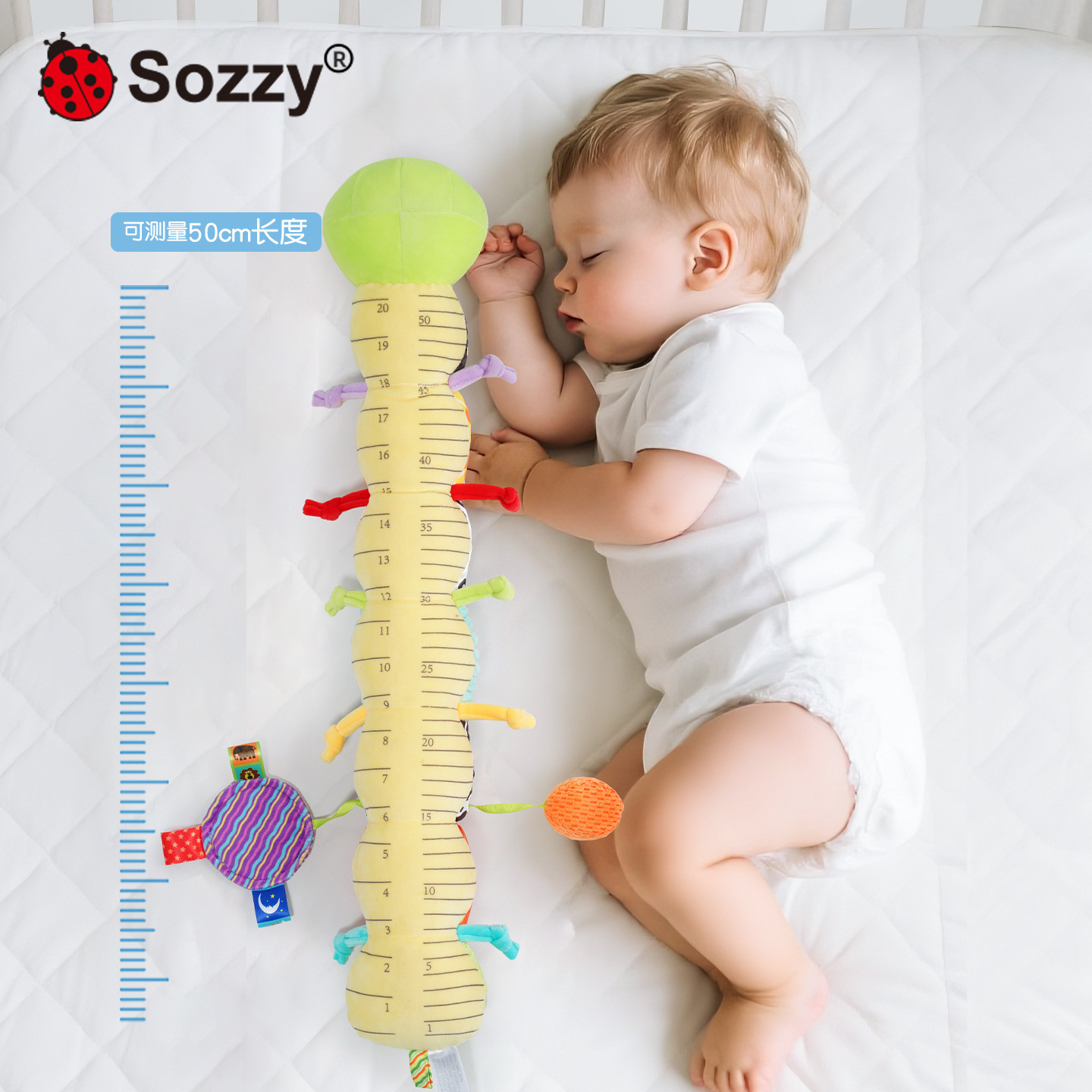 Baby sozzy pacificador compañero muñeca orugas altura pies música cuerda de tracción bebé dormir lateral almohada juguete
