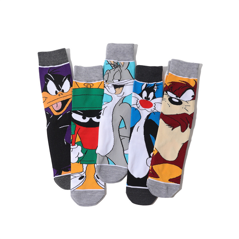 Wholesale Trendy Men'S Cotton Cartoon Tube Socks Stockists Women'S Animation Personalized Socks-5Prs 17 Img_4380