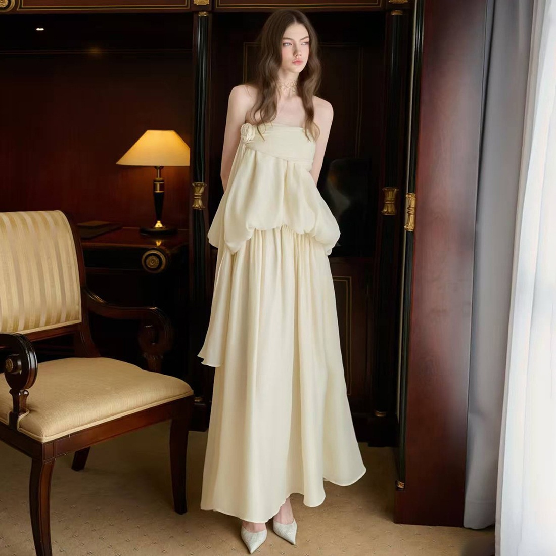 European and American 2025 Autumn and Winter New Cross-Border Style Sleeveless Tube Top Backless Irregular Design Personalized Casual Dress for Women