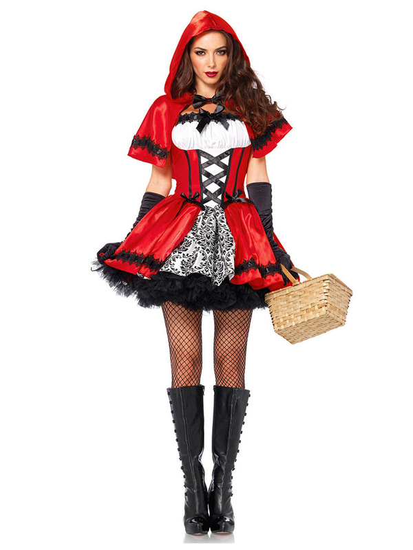 ハロウィンコスプレ赤ずきん衣装城の女王服ゴシック風ショートスカート帽子付きショールメイド服|undefined