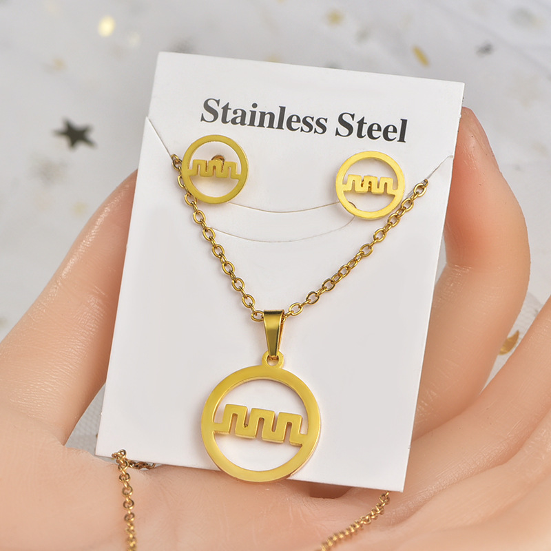 Daily Occasion Titanium Steel Material Animal, Cross, Heart Shape Pattern Simple Style Animal Cross Heart Shape Titanium Steel Plating Jewelry Set 1 Set