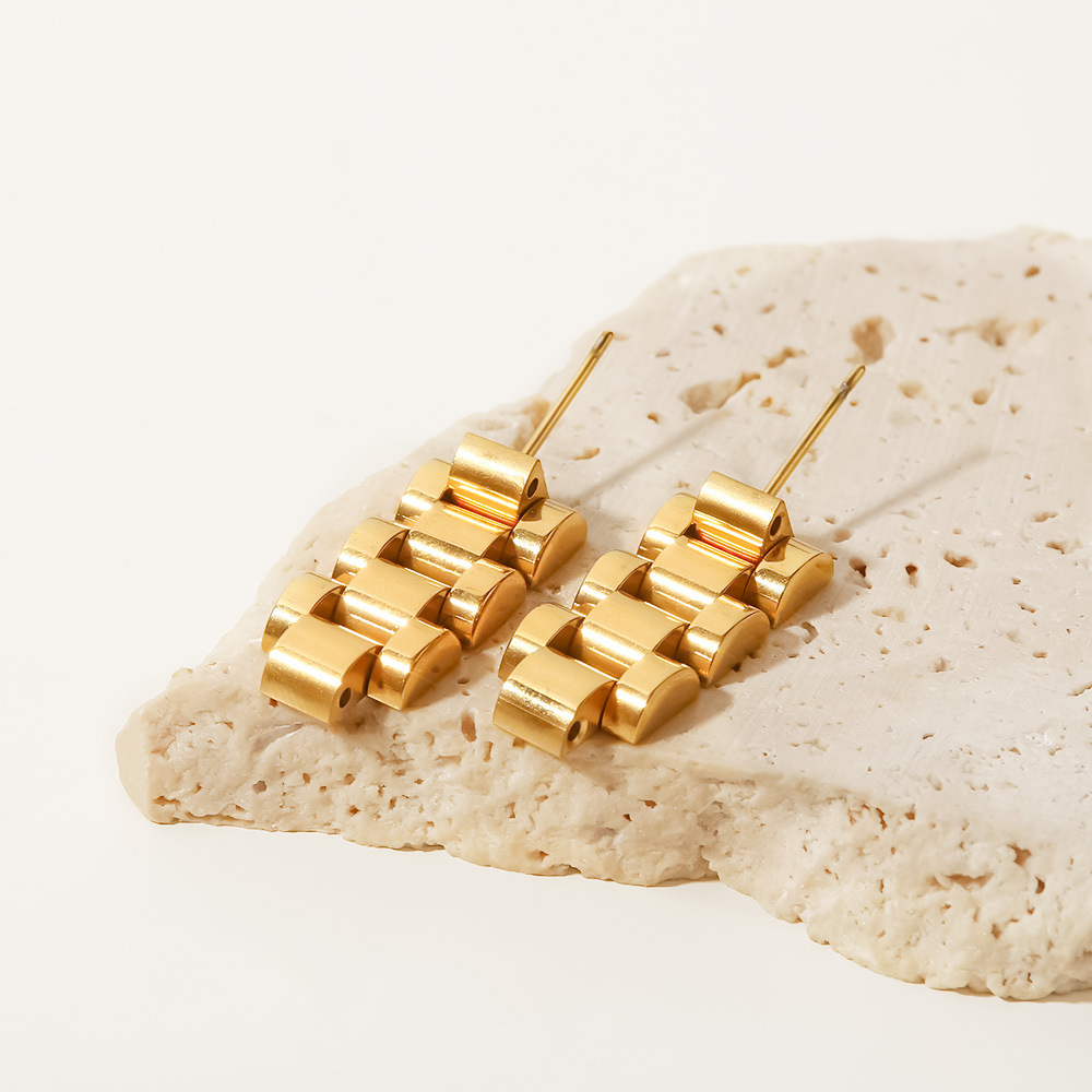 Simple Style Watch Strap Stainless Steel Chain Drop Earrings 1 Pair