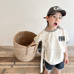 2024 South Korean Children's Summer Apparel T-shirt for Girls and Boys, Korean Style Short-sleeved Base Shirt 122263