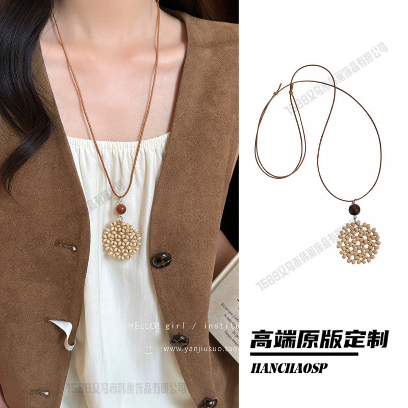 新しい中国風の禅ロングフェザーネックレスレトロエスニックスタイルセラミックセーターチェーンボヘミアンペンダントアクセサリー女性のための|undefined