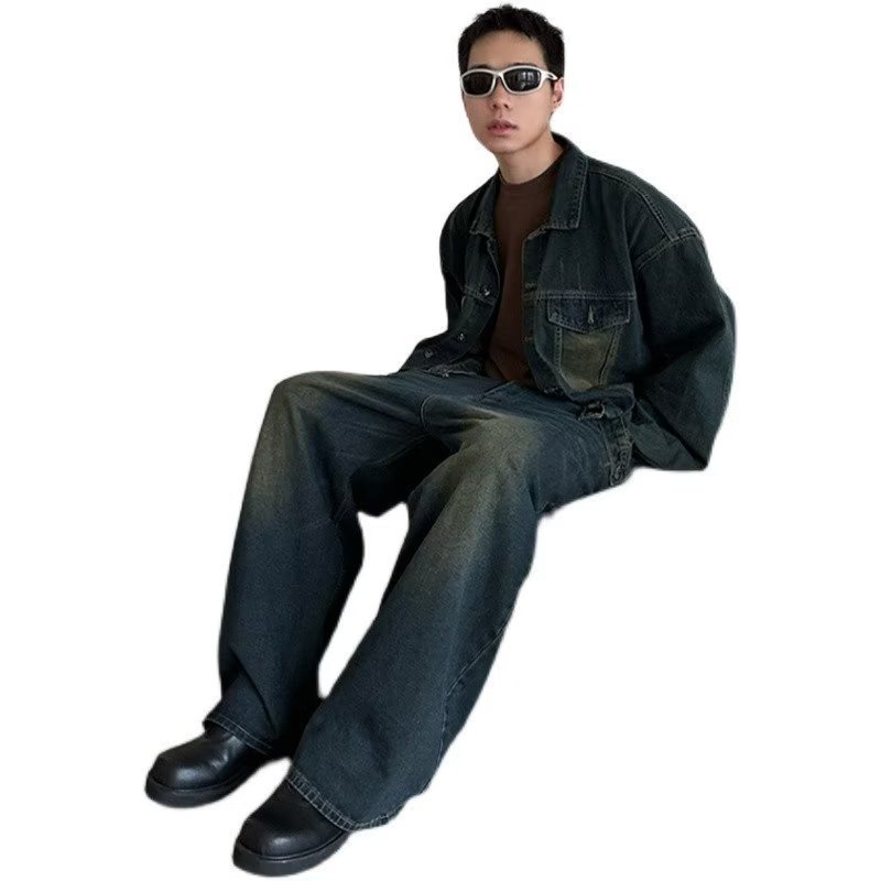 Abrigo de mezclilla para hombre primavera y otoño chaqueta de marca de moda coreana casual para Hombre Ropa de estudiante juvenil de otoño a juego