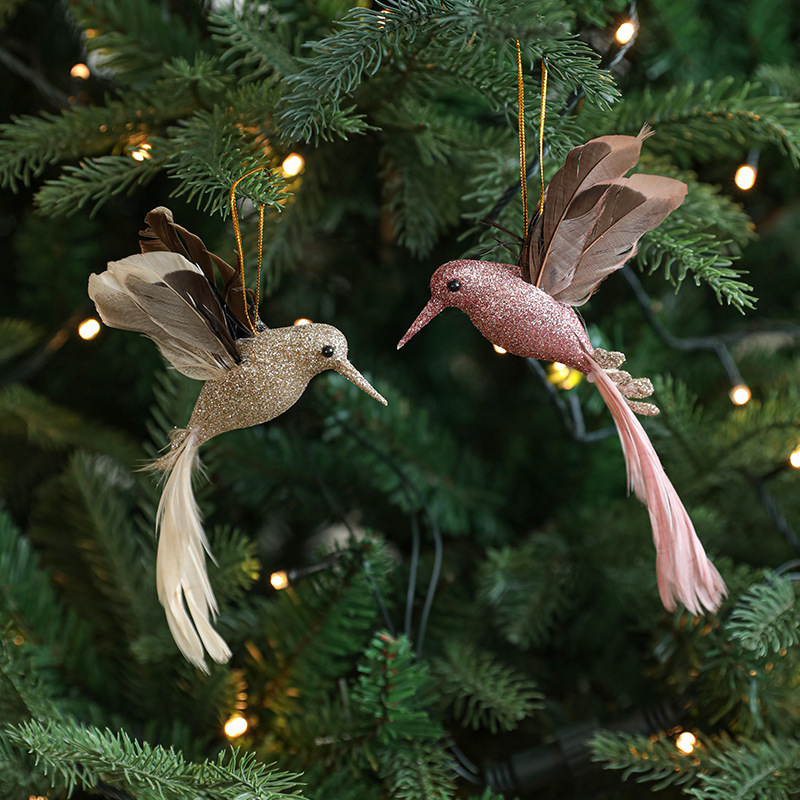 Christmas Tree Decoration Bird Color Feather Simulation Bird Gardening Branch Decoration Props Bird Scene Pendant