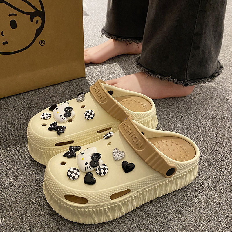 Spot super hot 2024 primavera y verano zapatos de suela gruesa EVA para adultos para mujeres zuecos transpirables aumentados para playa junto al mar