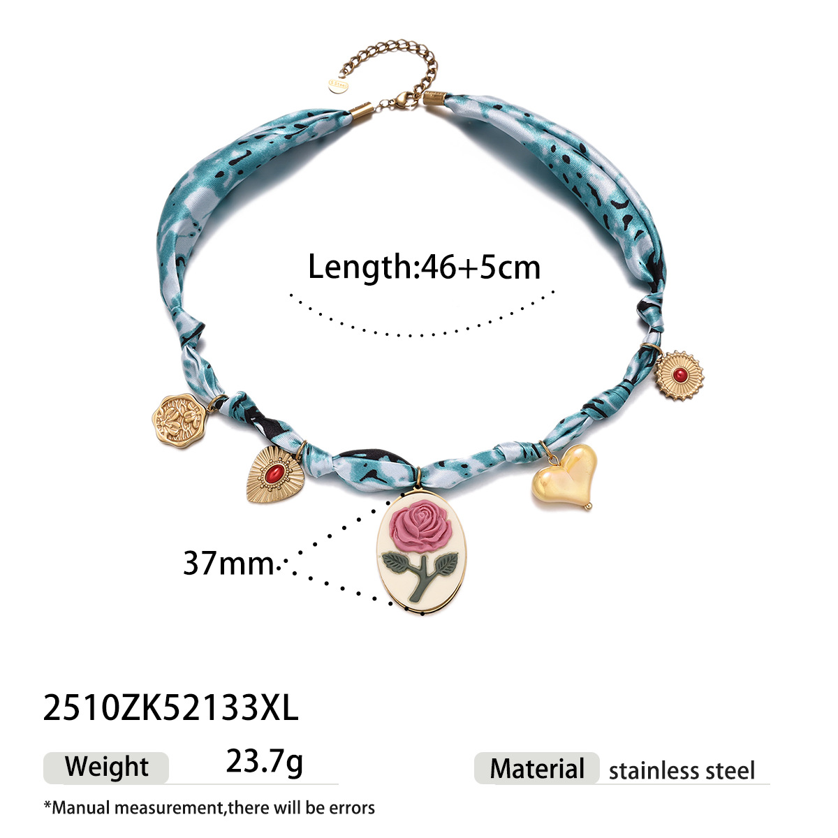 Collar de bufandas de seda de la UE y los Estados Unidos, collar de colgante de flores de cerámica de nicho, collar de colgante de flores de cerámica para mujeres, cadena de clavícula no desvanecida