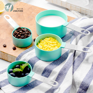 4-color stainless steel handle plastic measuring cup measuring spoon 8-piece set baking gadget set with scale measuring cup set