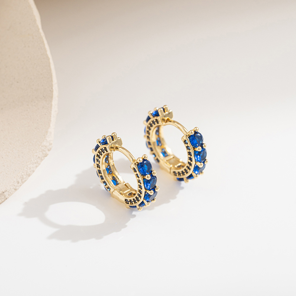 Hoop Earrings Classification 1 Pair Simple Style Geometric Copper Zircon Hoop Earrings