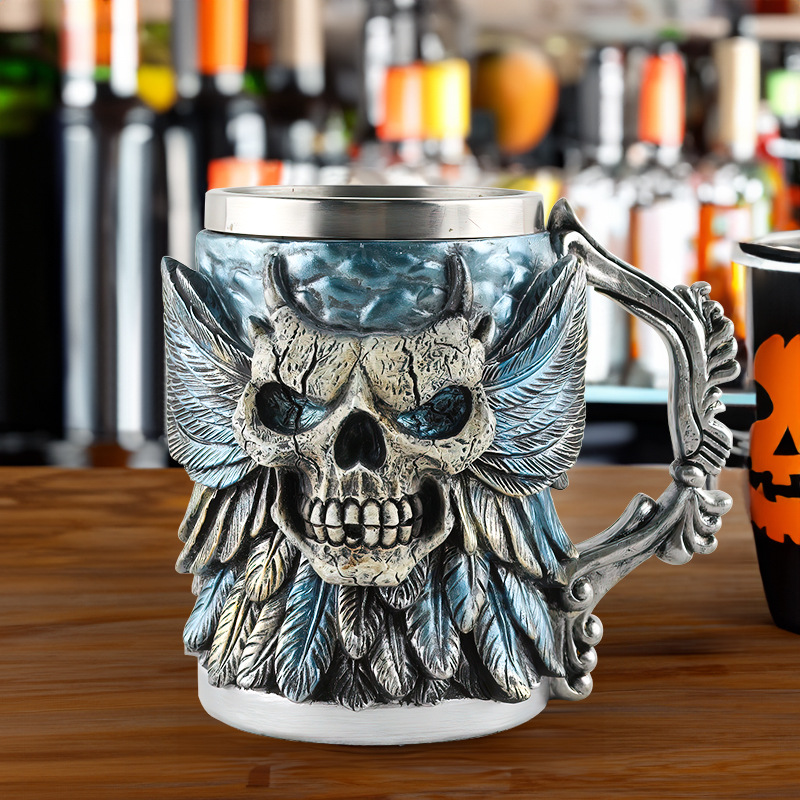  New Creative Skull Resin Wine Glass Home Desktop Decoration Goblet Beer Mug Halloween Gift