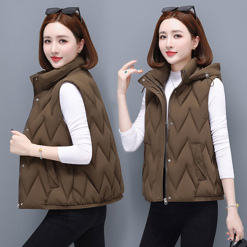 2025 otoño y invierno nueva chaleco de algodón de mujer largo estilo coreano suelto delgado plumón chaleco de algodón brillante image 3