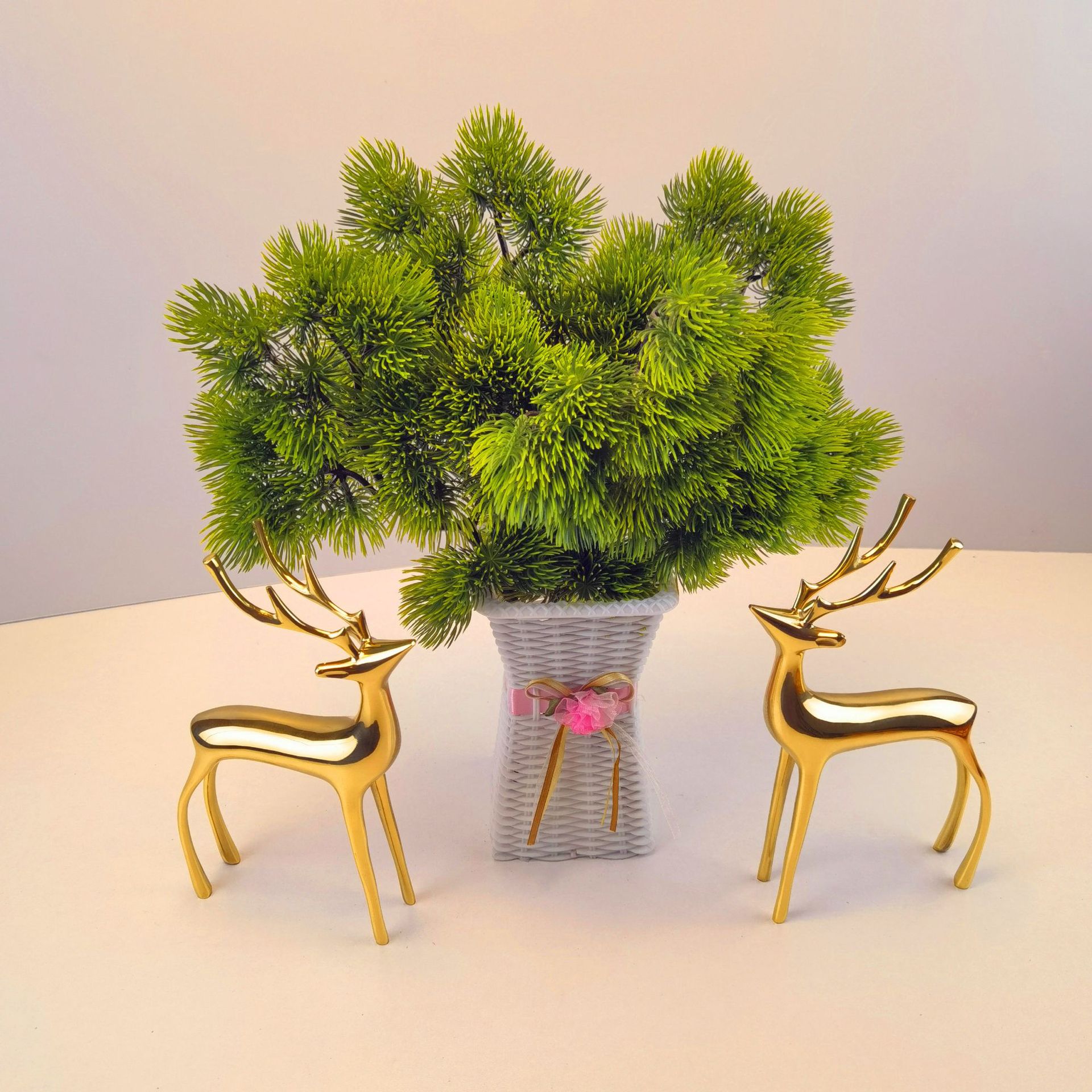 Artificial Pine Needle Beauty Pine 45 Branches Welcome Pine Green Plant Artificial Plant Chinese Juniper Pine Branches Fake Branches Decoration