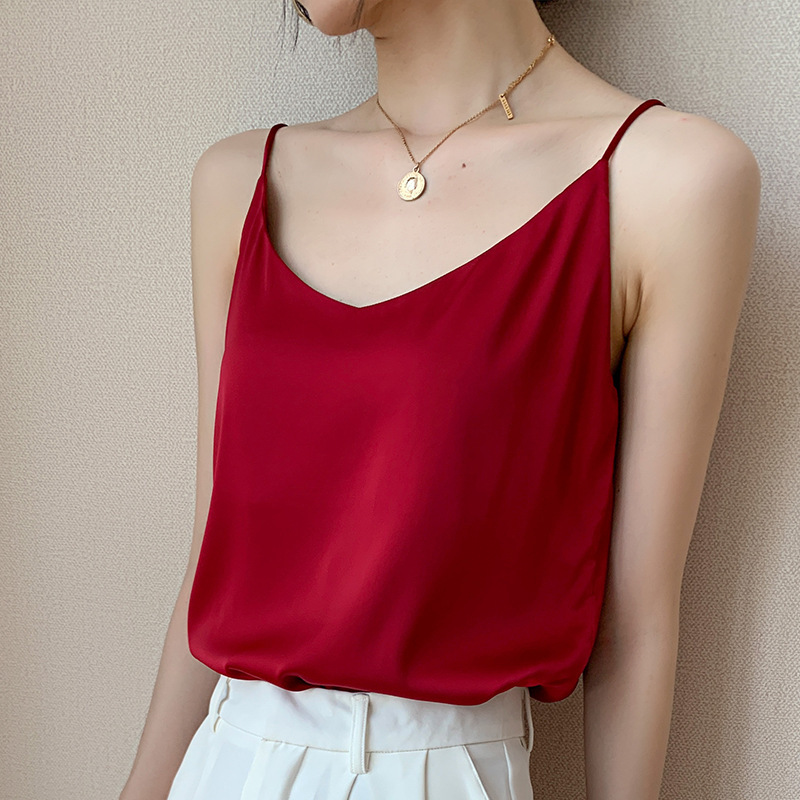 Cross-Border Small Camisole Women's Short Summer Outer Wear with V Neck Ice Silk Sling 2025 New Tube Top