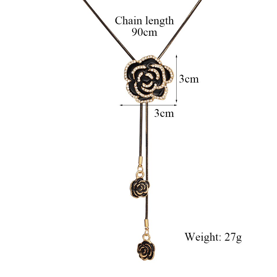 Fashion Simple Diamond Multi-layer Rose Pendant Necklace display picture 1