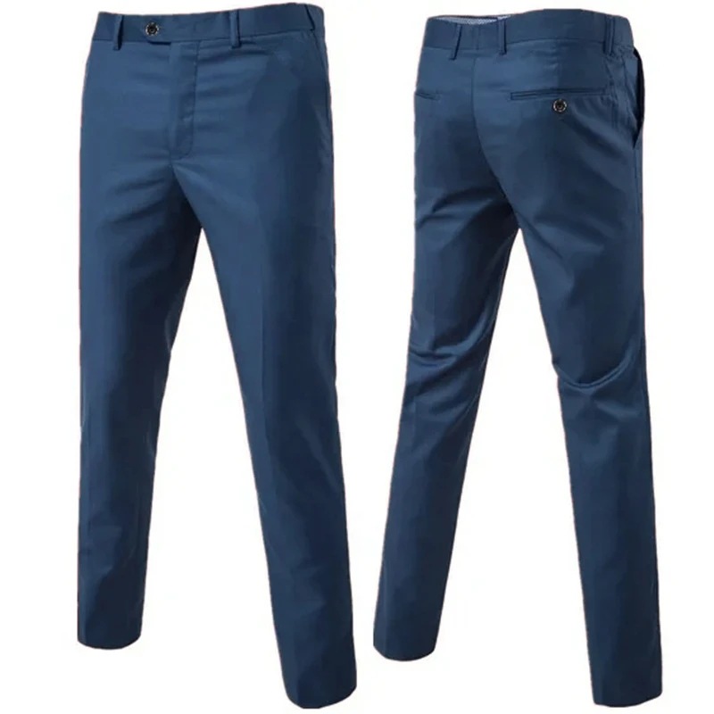 Pantalon noir slim pour homme, coupe droite, idéal pour le travail, le printemps et l'automne, idéal pour les affaires ou les tenues de soirée_voghion.com