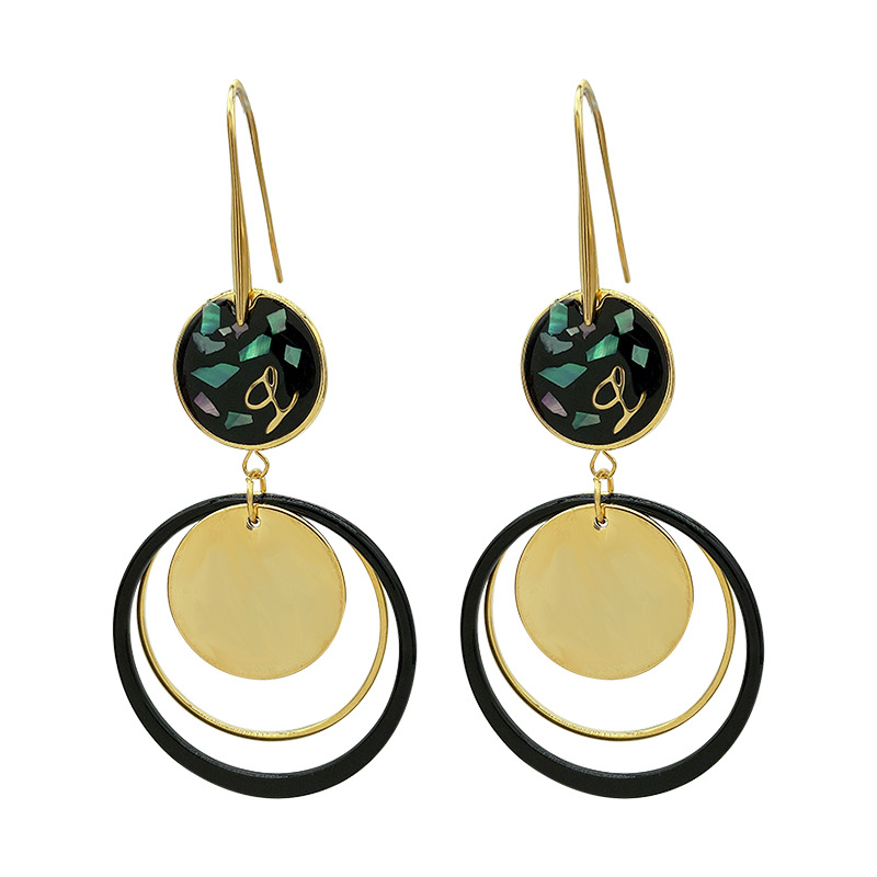 Metal geometric circle hollow out long niche design, fashionable earrings, simple and high-end style earrings_voghion.com